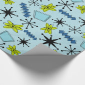 Papier Cadeau Blues atomiques et vert sur bleu à grande échelle (Coin)