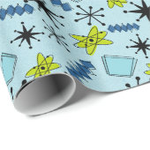 Papier Cadeau Blues atomiques et vert sur bleu à moyenne échelle (Coin rond)