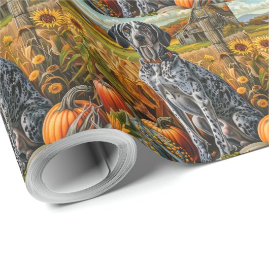 Papier Cadeau Bluetick Coonhound Chien Moisson d'automne Thanksg (Coin rond)