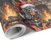 Papier Cadeau Bluetick Coonhound Dog Cozy Lodge Christmas (Coin rond)