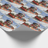 Papier Cadeau Bluetick Coonhound Dog dans Sledge Noël (Coin)