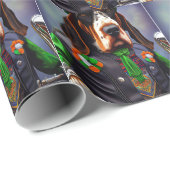 Papier Cadeau Bluetick Coonhound Driving Bike St. Patrick's Day (Coin rond)