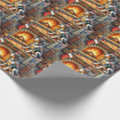 Papier Cadeau Bluetick Coonhound Fireplace with Christmas Lights (Coin)