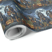 Papier Cadeau Bluetick Coonhound Halloween Éffrayant (Coin rond)