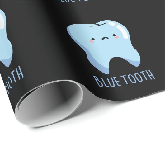 Papier Cadeau Bluetooth Funny Technique Blue Tooth Pun Dark BG (Coin rond)