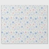 Papier Cadeau Blush Blue Watercolor Floral Blooms (Plat)