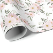 Papier Cadeau Blush Daisy Whisper (Coin rond)