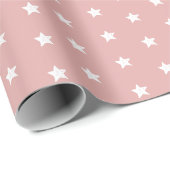 Papier Cadeau Blush Étoiles Blanches (Coin rond)