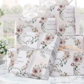 Papier Cadeau Blush Eucalyptus Mariage Ajouter nom et félicitati