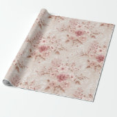 Papier Cadeau Blush Floral Romantic Lace-Inspired Wrapping Paper (Déroulé)