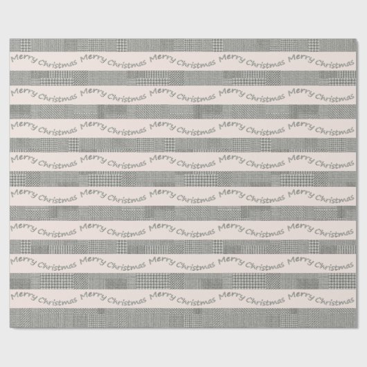 Papier Cadeau Blush Merry Christmas Houndstooth Script (Plat)