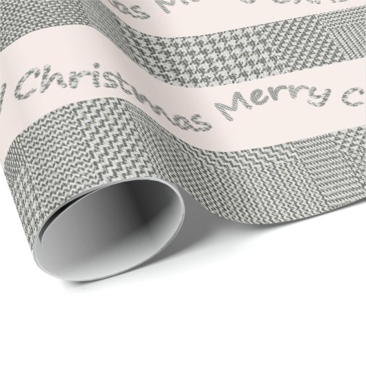 Papier Cadeau Blush Merry Christmas Houndstooth Script (Coin rond)
