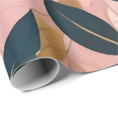 Papier Cadeau Blush Pink Gold Boho Collection Feuille tendance (Coin rond)