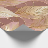 Papier Cadeau Blush Pink Gold Boho Modern Leaves Collection (Coin)