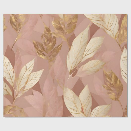 Papier Cadeau Blush Pink Gold Collection Feuille tendance Boho (Plat)