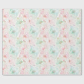 Papier Cadeau Blush Pink Mint Flowers Birthday (Plat)