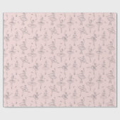 Papier Cadeau Blush Pink & Silver Ballerina Pattern (Plat)