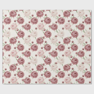 Papier Cadeau Blush Romantique & Motif Floral de Pivoine Bourgui