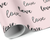 Papier Cadeau Blush Rose Black Love (Coin rond)