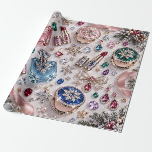 Papier Cadeau Blush Rose Cosmétiques Noël