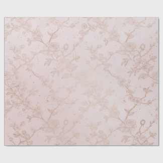 Papier Cadeau Blush Rose et Floral Chinoiserie Or Rose Sans Cout
