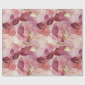 Papier Cadeau Blush Rose Feuilles Dorées Baby Shower (Plat)