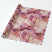 Papier Cadeau Blush Rose Feuilles Dorées Baby Shower (Déroulé)