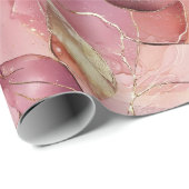 Papier Cadeau Blush Rose Feuilles Dorées Baby Shower (Coin rond)