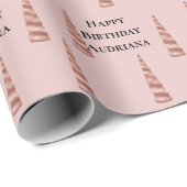 Papier Cadeau Blush Rose Gold Glam Unicorn Anniversaire (Coin rond)