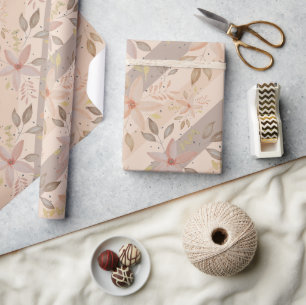 Papier Cadeau Blush Tendre Floral Aquarelle Terracotta