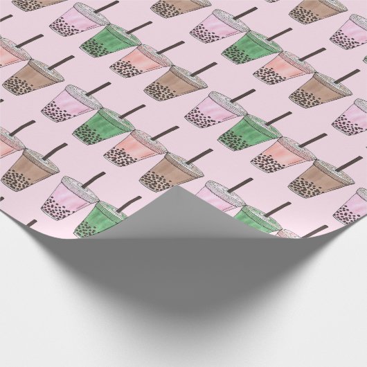 Papier Cadeau Boba Bubble Tapioca Pearl Lait Thé Boisson de lait (Coin)