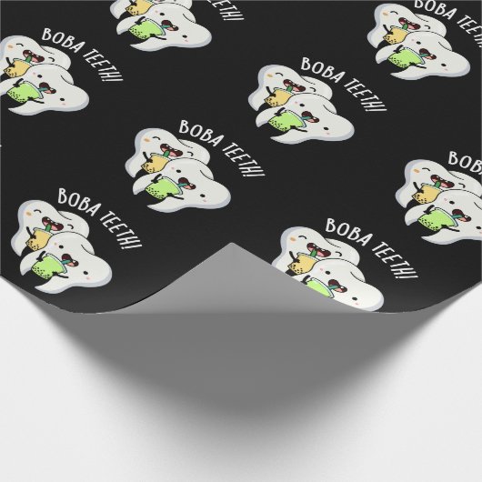 Papier Cadeau Boba Teeth drôle Boba Tea Pun Dark BG (Coin)