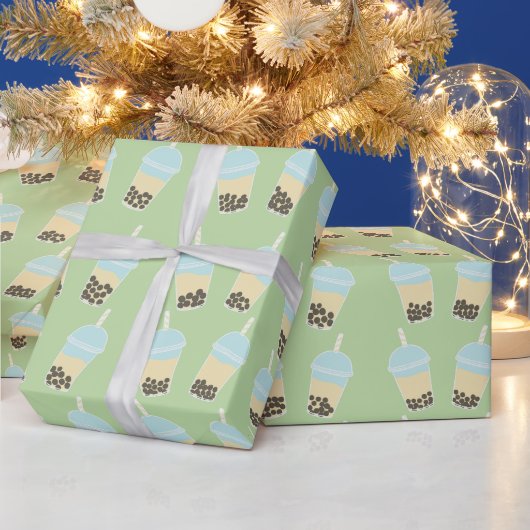 Papier Cadeau BobaTea vert (Vacances)