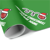 Papier Cadeau Bocce-ball drôle avec chapeau de Noël (Coin rond)