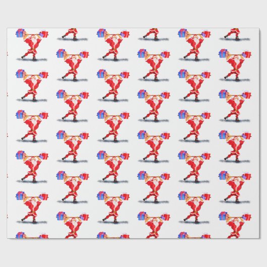 Papier Cadeau Bodybuilder Père Noël Funny Christmas Wrapper Papi (Plat)