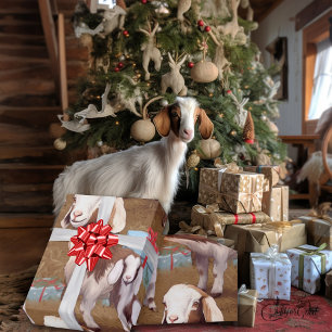 Papier Cadeau Boer Rustique bébé chèvres Noël