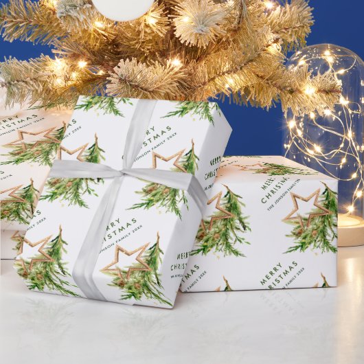 Papier Cadeau Bohème Aquarelle Composition Noël (Vacances)