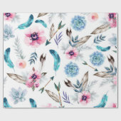 Papier Cadeau Bohème Chic Floral Boho Fille Anniversaire (Plat)