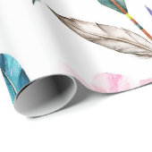 Papier Cadeau Bohème Chic Floral Boho Fille Anniversaire (Coin rond)