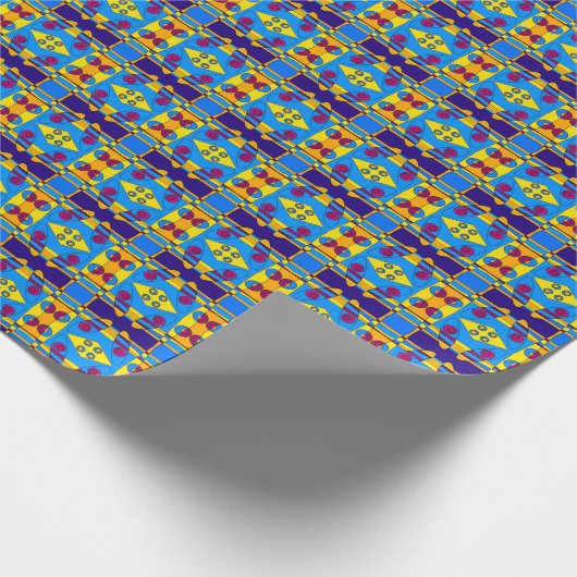 Papier Cadeau Bohème Chintz Yellow Cyan Magenta Orange (Coin)