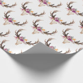 Papier Cadeau bohème, crâne taureau, bois, floral boho (Coin)