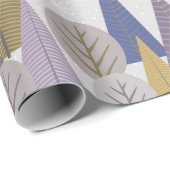 Papier Cadeau Bohême forêt gris et bleu, Noël (Coin rond)