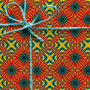 Papier Cadeau Bohême Hippie Rouge Bleu Jaune Cool ethnique Triba