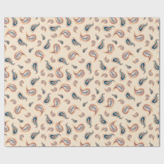 Papier Cadeau Bohême Paisley : Motif d'aquarelle à main (Plat)