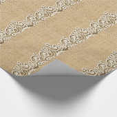 Papier Cadeau Bohème pays occidental rustique burlap et dentelle (Coin)