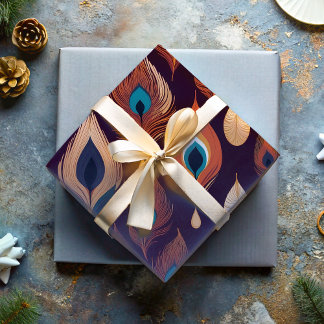 Papier Cadeau Bohème Peacock Dons de plume pour les amoureux de