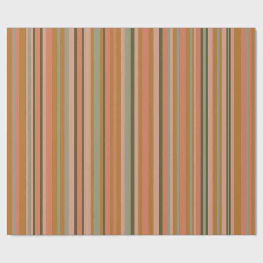 Papier Cadeau Bohème Stripes Chaud Terracotta Ochre Motif (Plat)