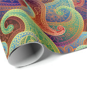 Papier Cadeau Bohemian Paisley Motif intemporel (Coin rond)