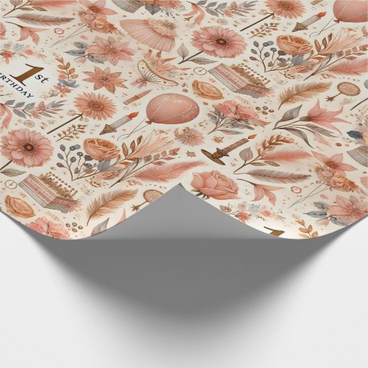 Papier Cadeau Boho 1er anniversaire (Coin)