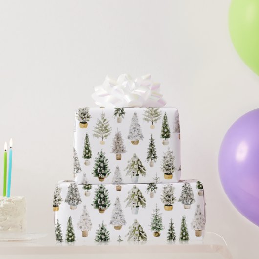 Papier Cadeau Boho Aquarelle Noël Composition Salutation (Cadeaux de fête)